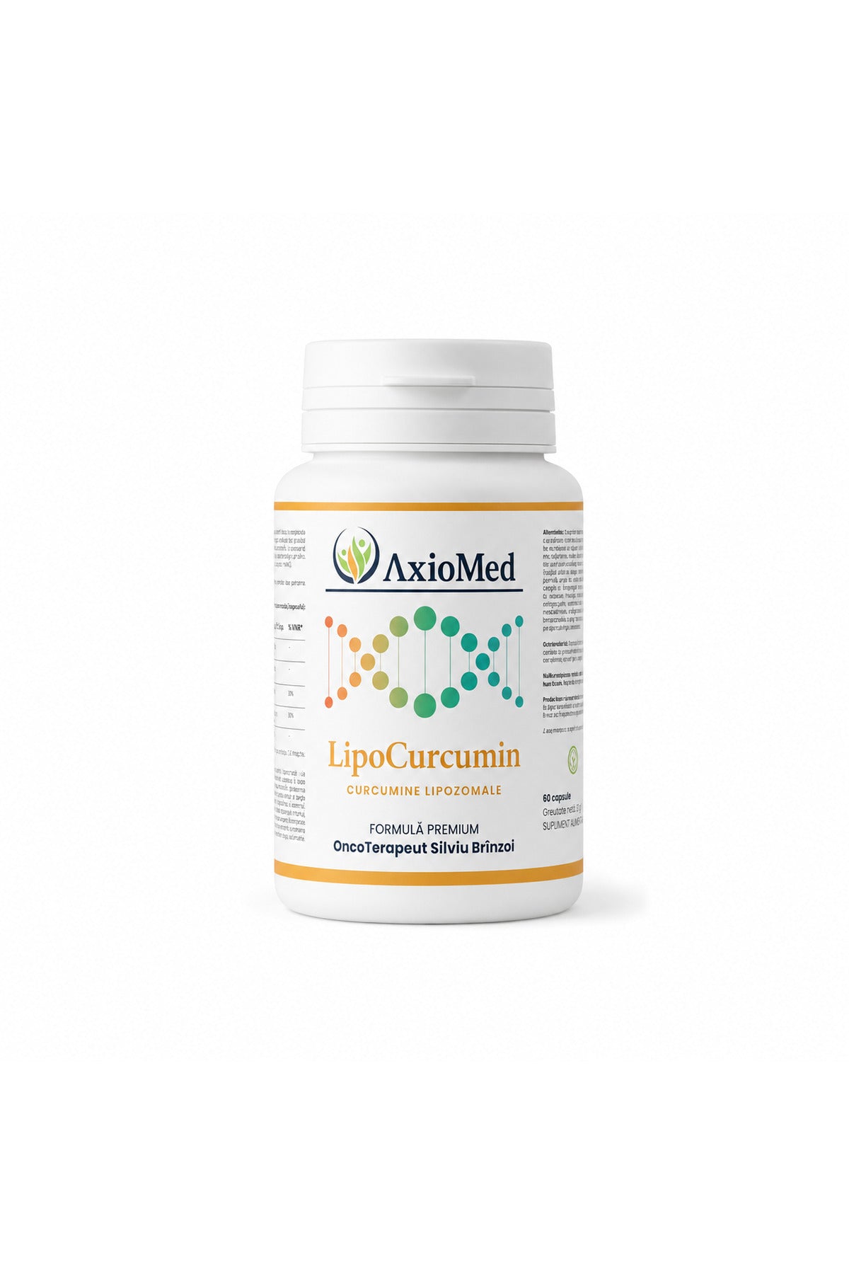 LipoCurcumin 95% – Curcumină Lipozomală Premium cu Piperină, Vitamina C & E – Formula Silviu Brînzoi – 60 Capsule