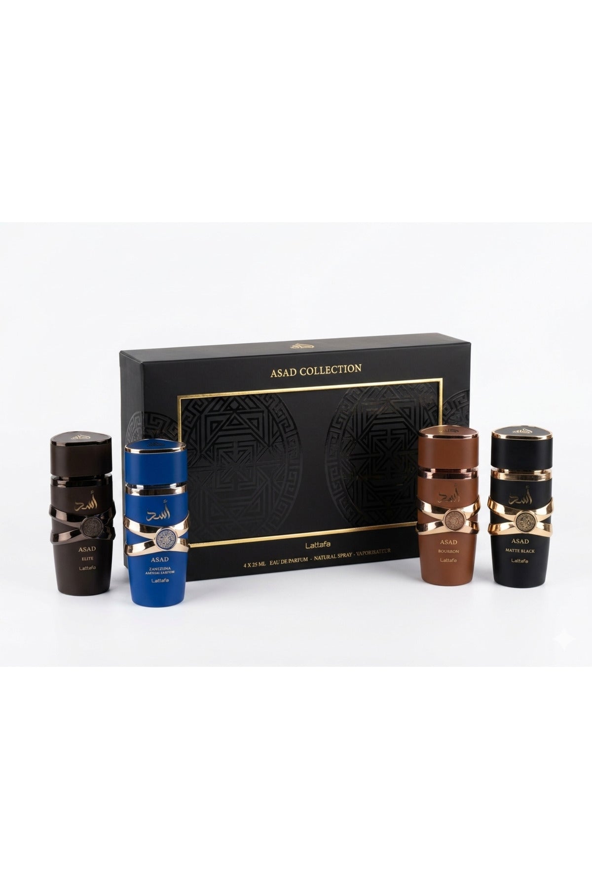 Set Parfumuri Bărbătești Asad Collection, 4 x 25ml, Ediție Premium de Colecție (Asad, Bourbon, Zanzibar, Elixir)